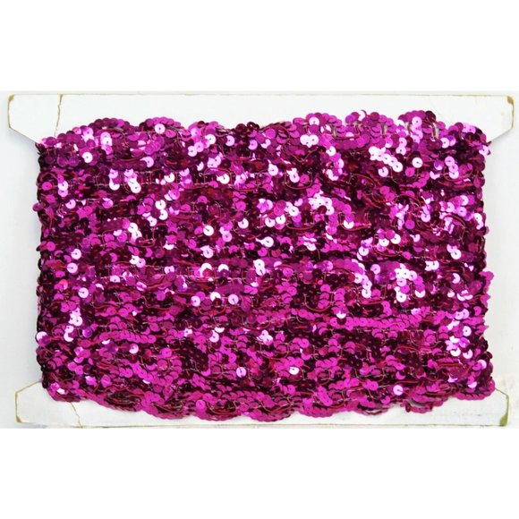 Pink Sequin 1.25" wide Trim - Costume Quilting Crafts Scrapbook - Picture 2 of 6